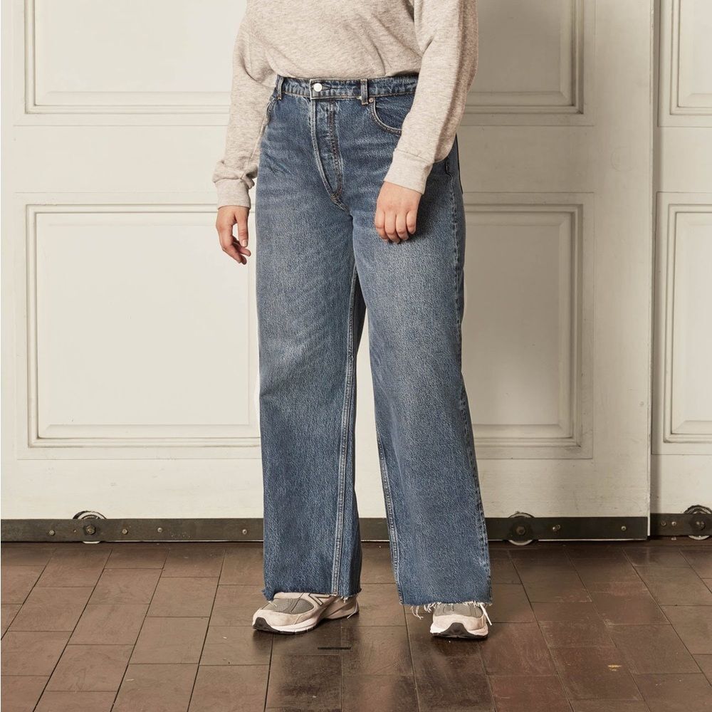 Boyish The Charley Wide Leg Jeans In Greed Rigid Fit High Waist Denim Size 32